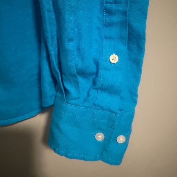 Lauren Ralph Lauren 100% linen women's long roll tab sleeve shirt Sz M - Picture 2 of 10